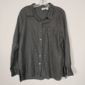 Chico's Design Women's Shirt Size 3X Gray Linen Casual Office Lightweight Comfy